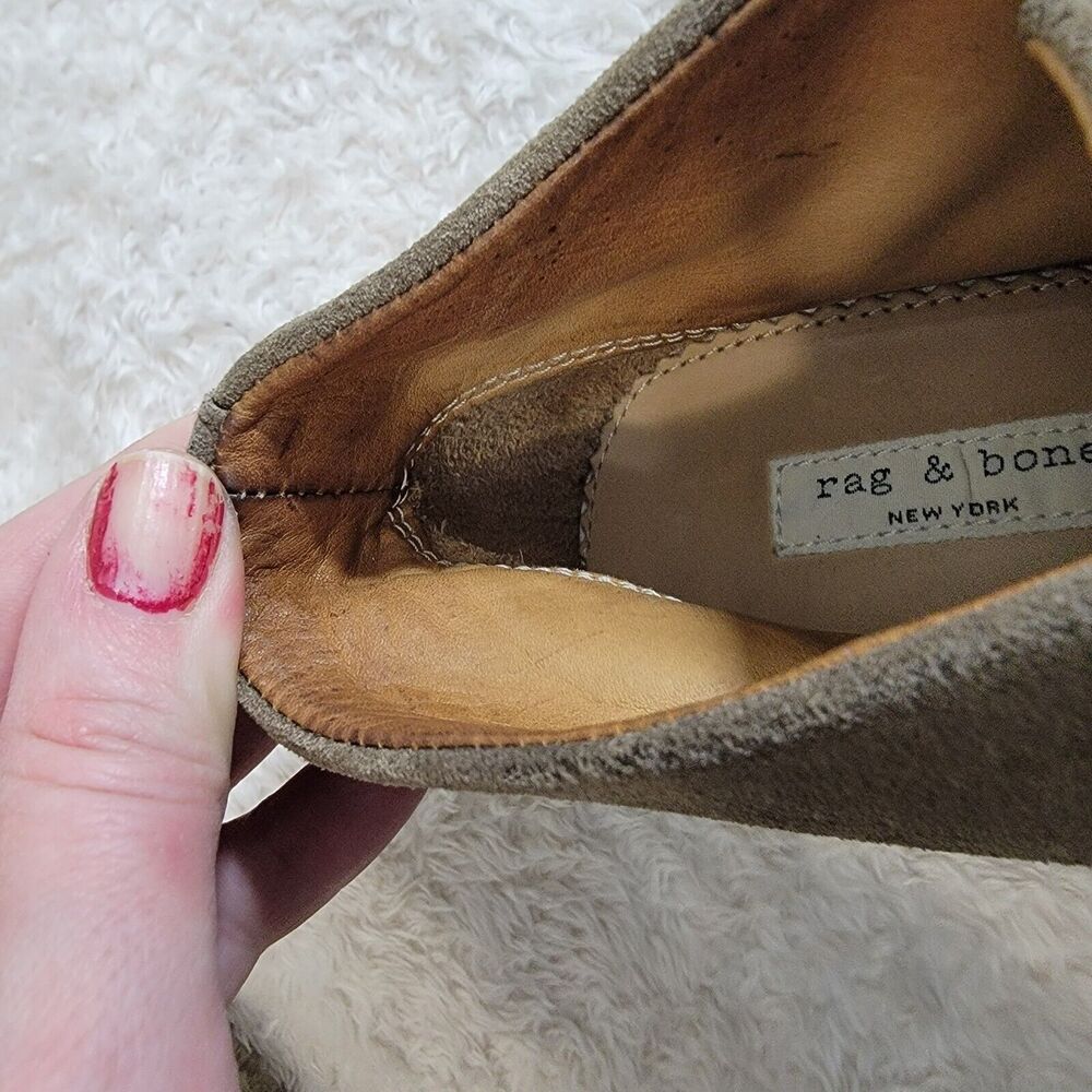 Rag & Bone Odval Wedge Ankle Lace Up Olive Green Suede Boots Size 37 US 7 - Picture 15 of 16